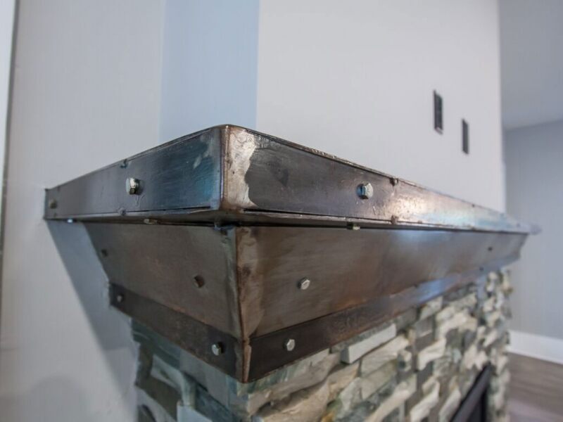 Custom fireplace mantle metalwork
